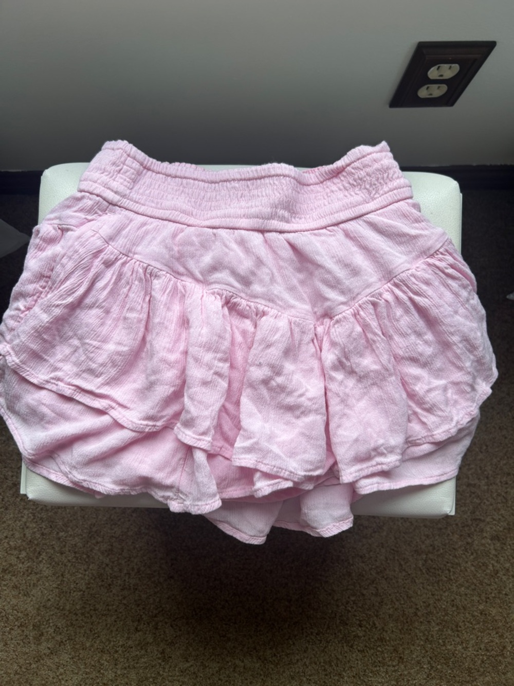 Hollister Pink Smocked Tiered Mini Skirt